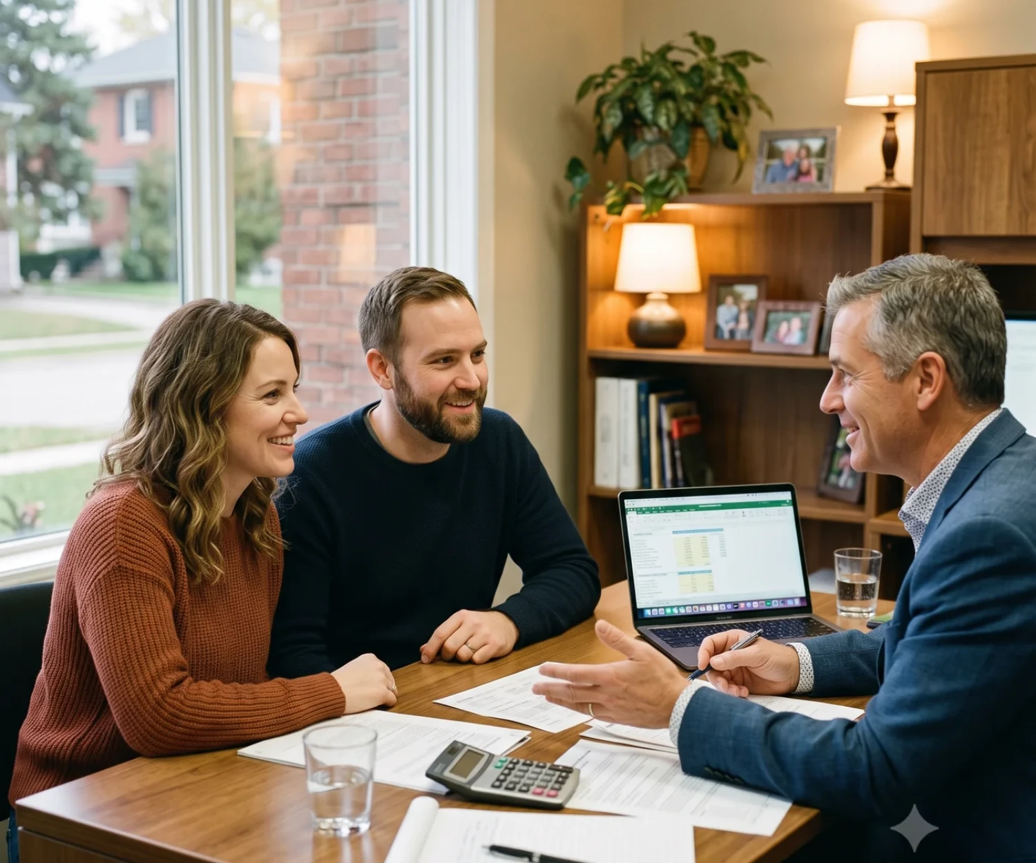 Couple meeting a mortgage broker at a family brokerage office in the GTA
